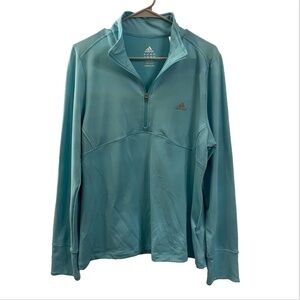 Adidas XL Light Blue Long Sleeve Quarter Zip Fitted Athletic Jacket